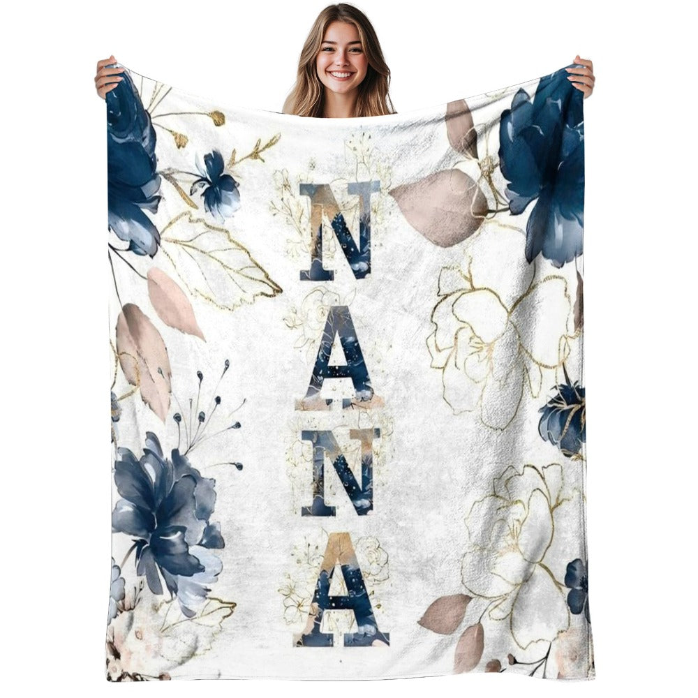 Floral Flannel Blanket – 280gsm Soft Warm Elegant Flower Print Bedspread for Sofa, Bed & Living Room, Machine Washable, 3 Sizes