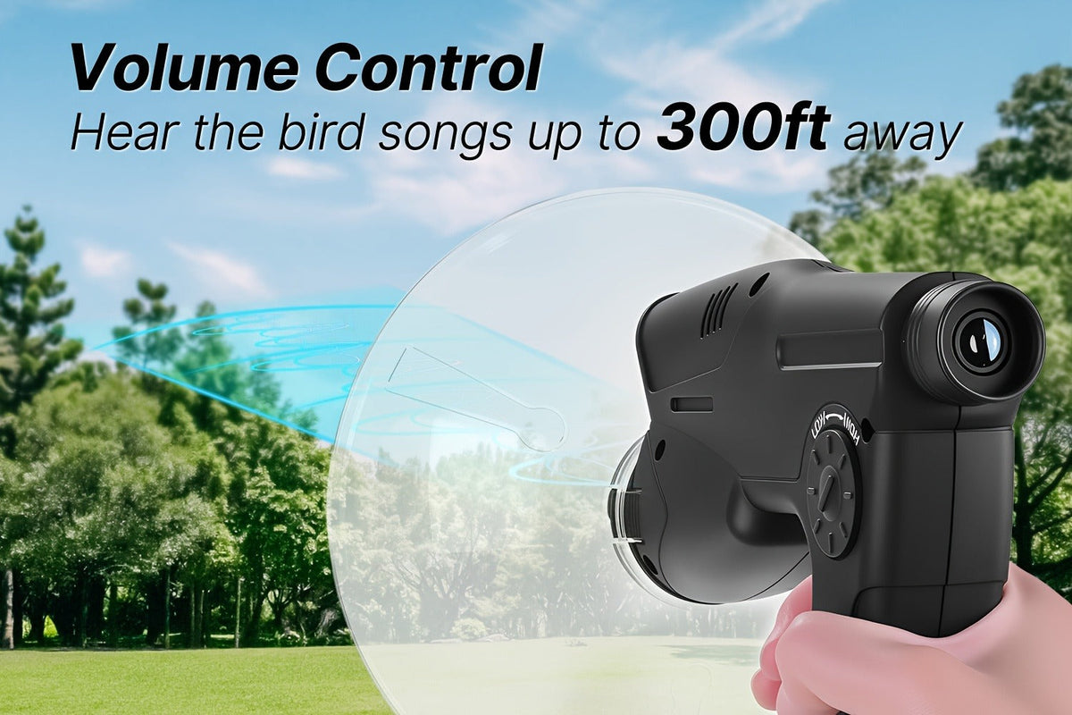 Bionic Ear Monocular Bird Listening Device 8x Magnification, ProSound Digital Sound Amplifier, Long Range 1200M, Noise Cancellation, for Bird Watching Hunting Nature Observation, Halloween Christmas Gift