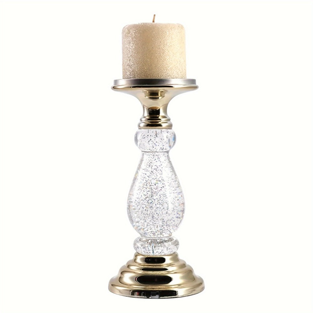 LED Swirling Candle Holder with On/Off Switch – Polished Acrylic Pedestal Base Fits 3-Wick Candles Up to 4 Inch Silver Gold Centerpiece for Home Decor Wedding Table Holiday Christmas Gift