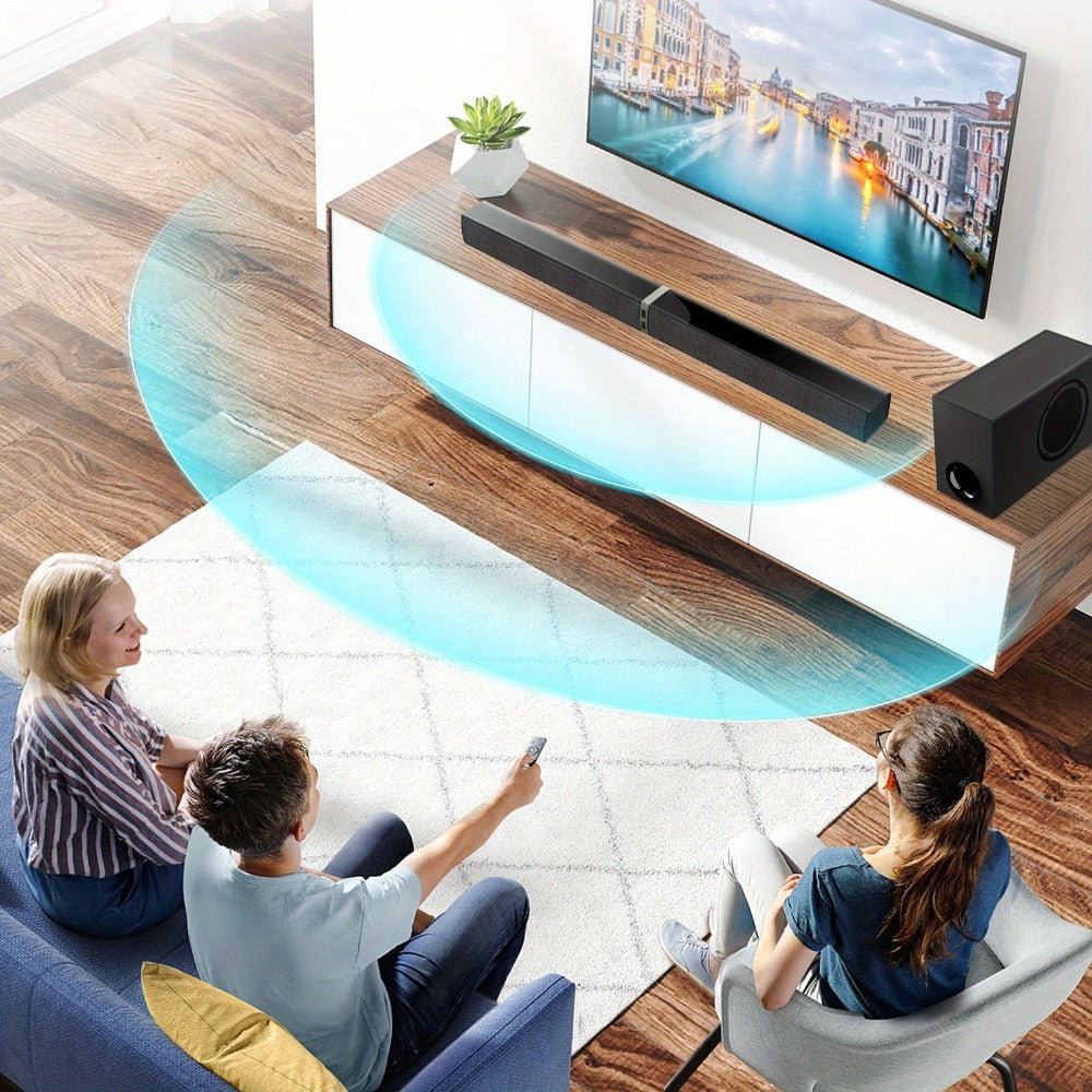 Soundbar with Subwoofer 2.1CH Home Theater Sound Bar for Smart TV, Deep Bass Wireless Bluetooth 5.0, ARC Optical AUX, Detachable Tower Speakers, Infrared Remote, for Movies Music Gaming