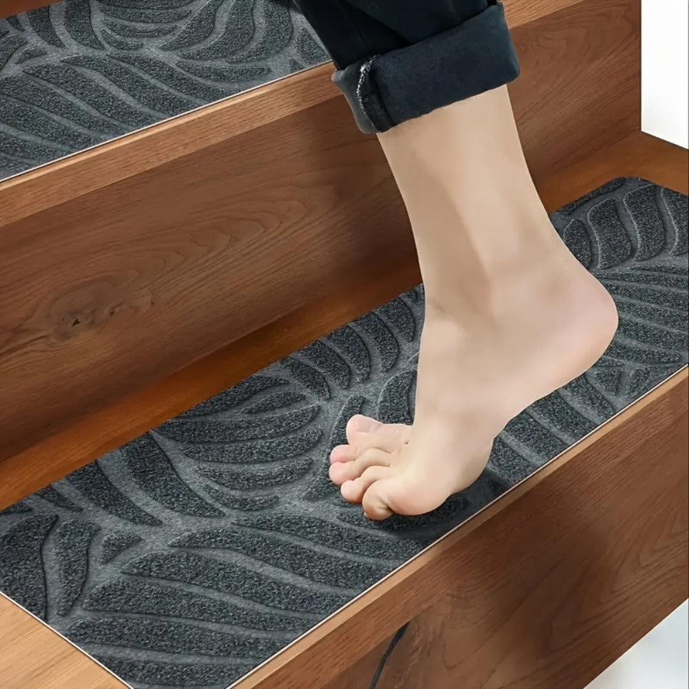 Non-Slip Stair Treads 15pcs 8"x30" Self-Adhesive Carpet Pads for Wooden Steps – Washable Polyester Indoor Stair Mats for Safety, Anti-Slip Step Covers in Multiple Colors