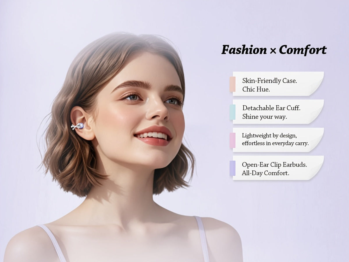 Butterfly Earring Wireless Earphones Open-Ear AI Translation HD Calls Touch Control Charging Case Non-In-Ear Jewelry Design Gaming Couple Headphones for iPhone Android Christmas Birthday Gift