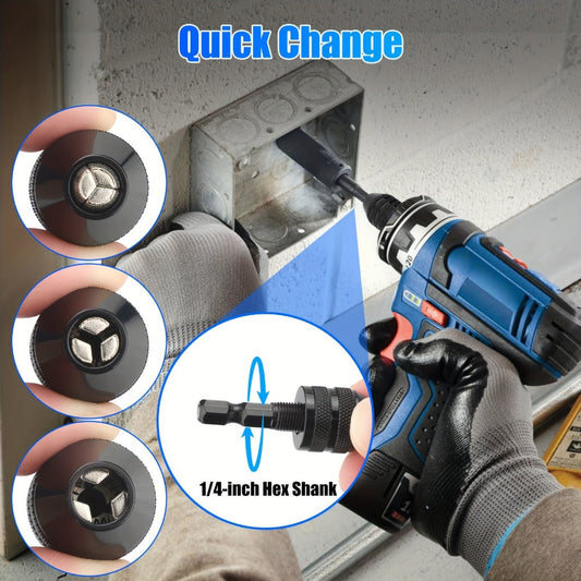 Keyless Drill Chuck Adapter Set, 4-Piece with 1/4-Inch Hex Shanks