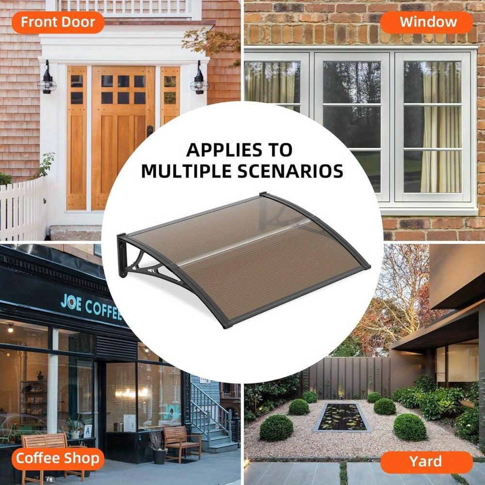 Window Awning Door Canopy Polycarbonate Overhang – UPF 50+ UV & Rain Protection, Leak-Proof Hollow Sheet, Weather-Resistant Outdoor Patio Awning for Doorways, Windows, Storefronts – Multiple Sizes & Colors