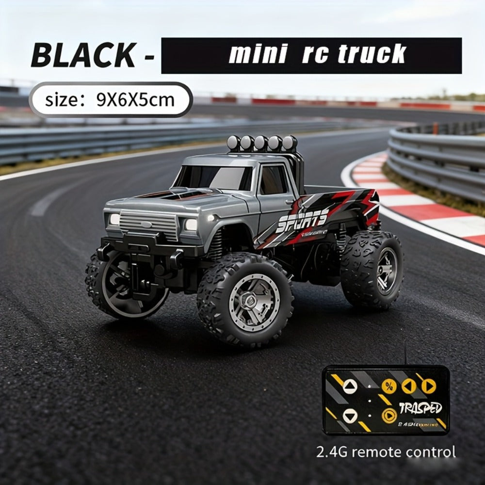 1:64 Mini RC Truck with Trailer and LED Lights, Green, Gray or Blue