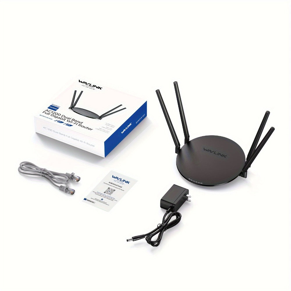 WAVLINK AC1200 WiFi Router 3-in-1 Dual Band 1200Mbps - 4x5dBi Antennas, Gigabit WAN LAN, Router Access Point Repeater Mode, Covers 1500 Sq Ft, Supports 128 Devices, WPA2 Security, Easy WPS Setup