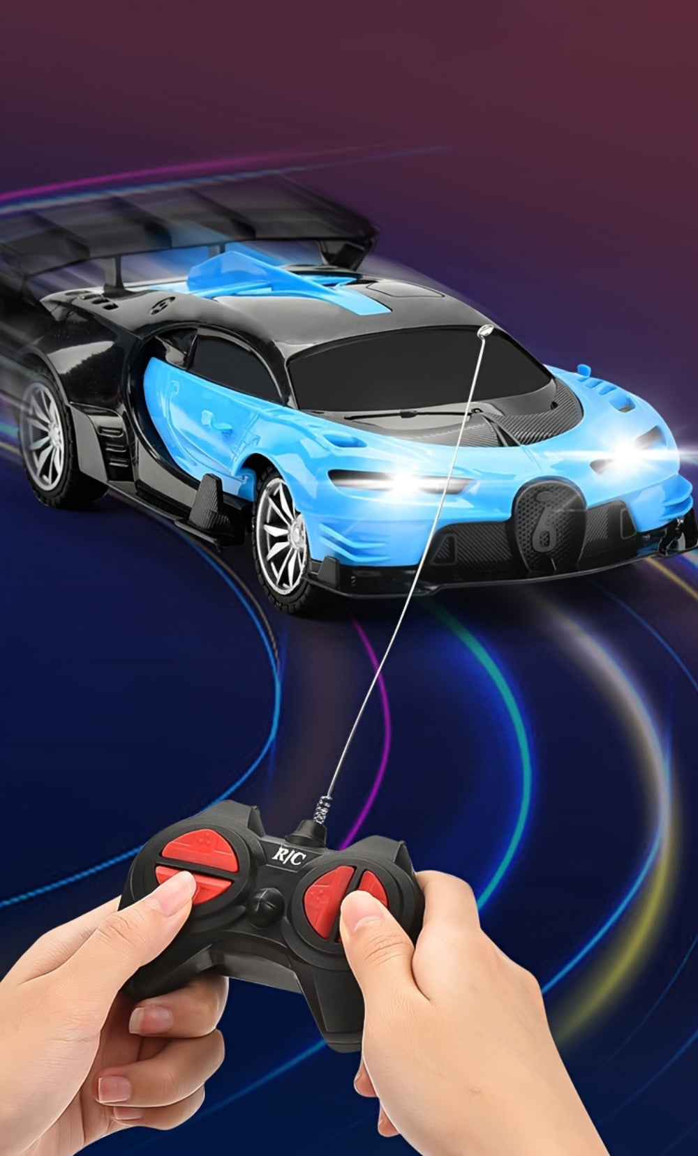 Drift RC Car 1:24 Scale with LED Lights, 4-Channel USB Rechargeable Sports Car Model