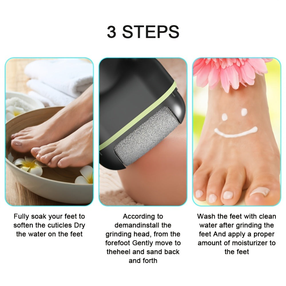 Hard Skin Remover for Feet Electric 14-in-1 Professional Pedicure Kit Rechargeable Foot Grinder 3 Rollers 2 Speed Dead Skin Callus Scrubber Cracked Heel Foot File Complete Set Black