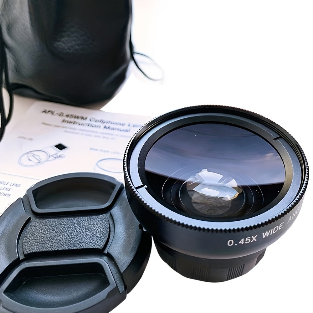 Clip-On Phone Lens Kit 2-in-1 – 0.45x HD Wide Angle & 12.5x Super Macro Lens for iPhone & Android, Universal Smartphone Camera Upgrade for Travel, Nature & Content Creation