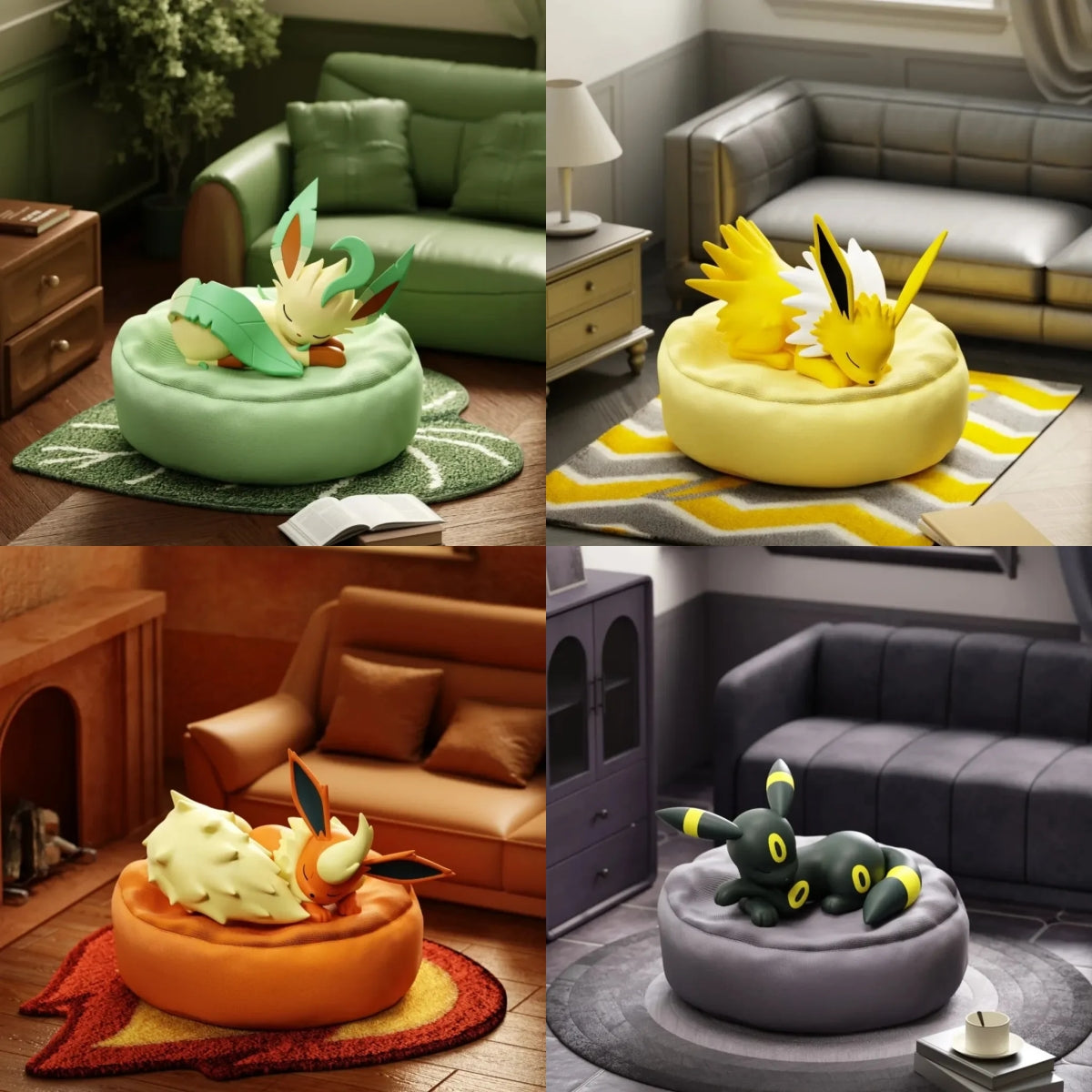Eevee Eeveelutions Sleeping Pose Blind Box PVC Figure – All 9 Characters Vaporeon Jolteon Flareon Espeon Umbreon Leafeon Glaceon Sylveon, Kawaii Collectible Desk Ornament Gift for Pokemon Fans