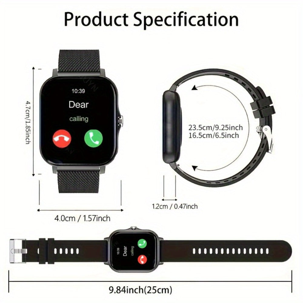 Stainless Steel Smartwatch 1.83 Inch 304L Alloy Body HD Bluetooth 5.0 Calling Music Player Multi Sport Mode Multiple Watch Faces Full Touch Screen Compatible with Android iPhone – Black Gold Pink Silver