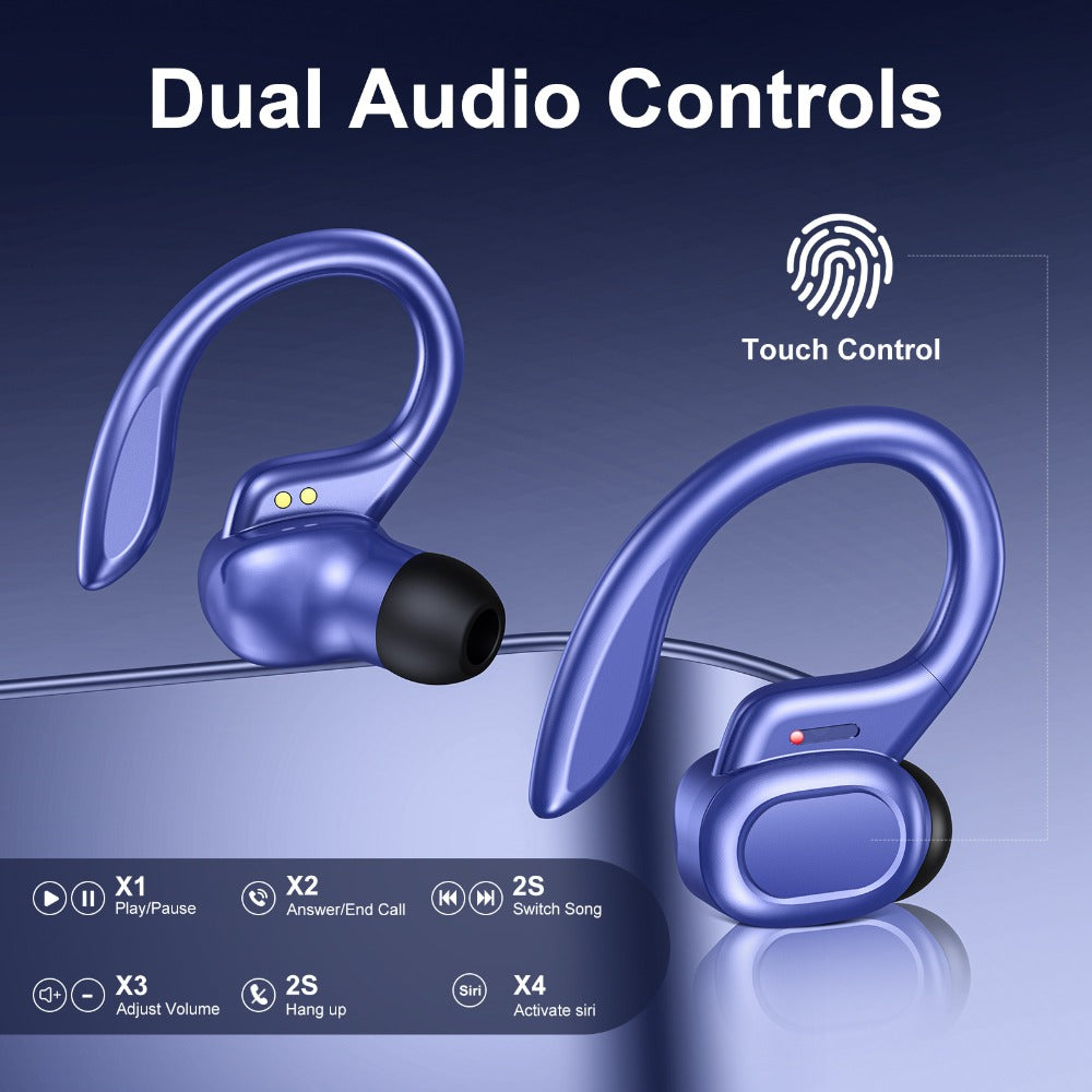 Colorful Sport Earhook TWS Earbuds Bluetooth 5.4 LED Digital Display Charging Case Touch Control Stereo In-Ear Wireless Sport Headset Black Red Blue