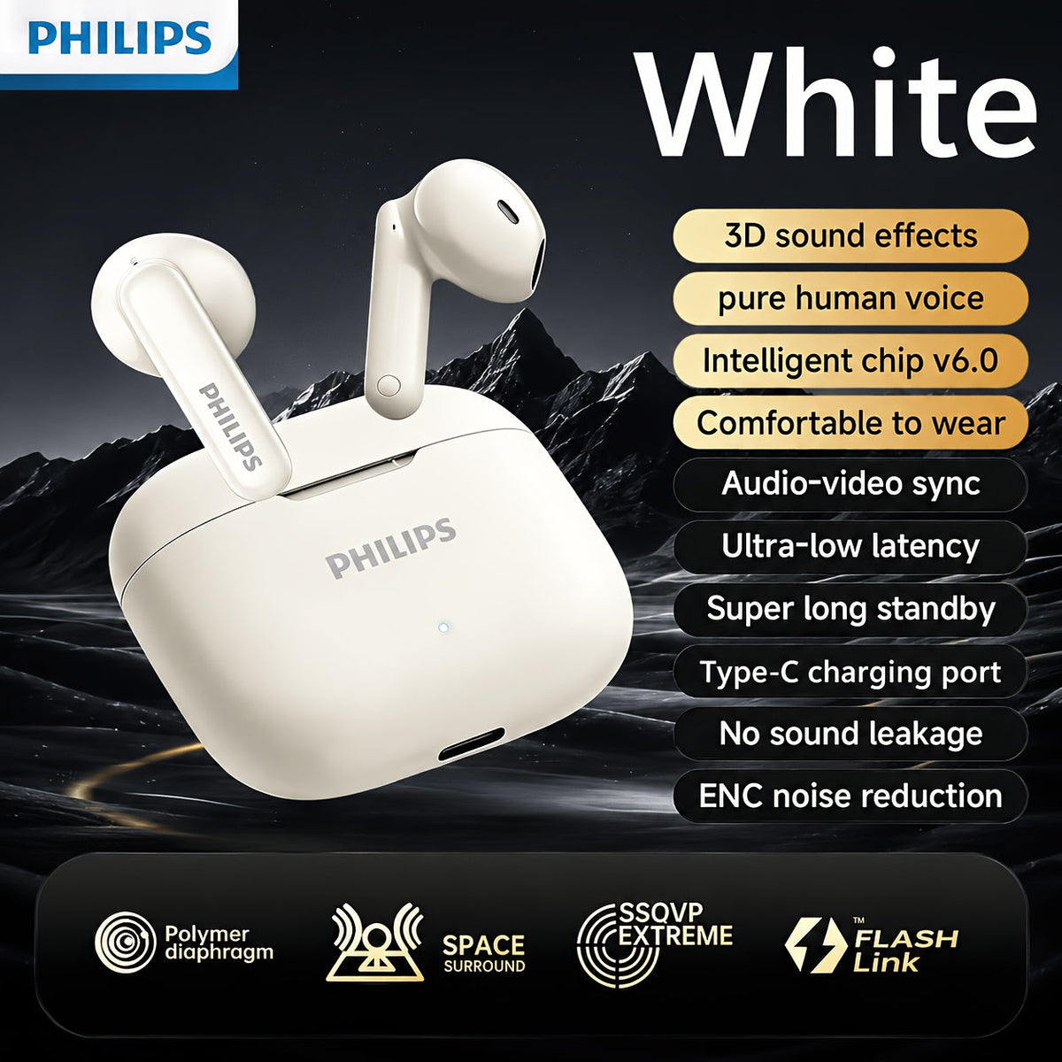 Mini Sport Wireless Earbuds Noise Canceling Stereo Bluetooth Headphones Comfortable Fit for Android iOS Running Gym Commuting Hands-Free Calls