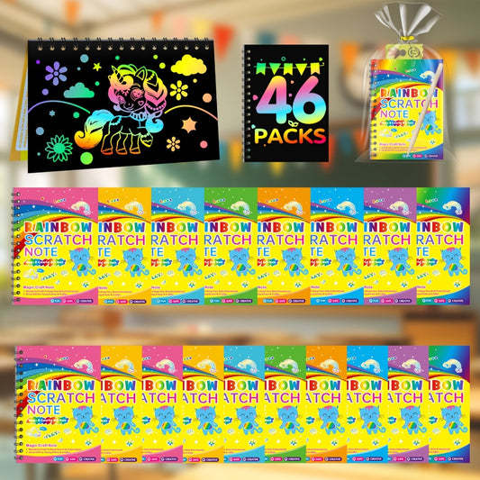 Scratch Art Notebooks, 48-Pack Rainbow Paper for Party Favors and Classroom Activities