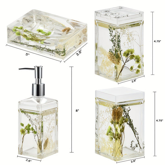 Bathroom Accessory Set, 4-Piece Acrylic Liquid-Motion Vanity Kit