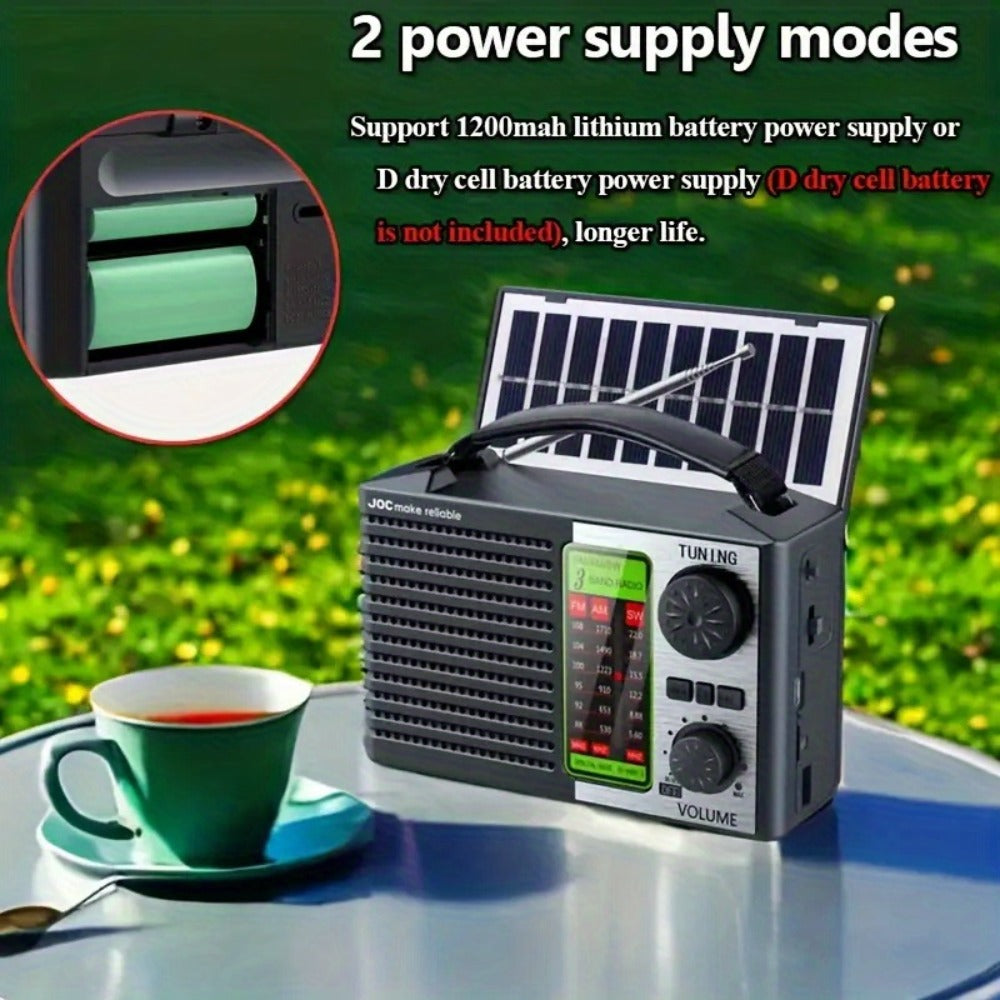 Portable Retro Radio Speaker with MP3 Player Rechargeable Battery Emergency Weather Radio for Outdoor Camping RV Smartphone Compatible Power Outage Survival