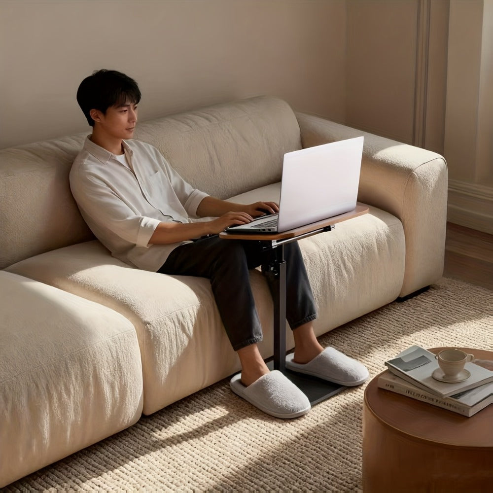 Laptop Stand Desk for Bed Rotatable 360° Angle Adjustable Foldable Sofa Couch Tray Table with Support Rod for Working Reading Movie Watching Home Office WFH Black Walnut