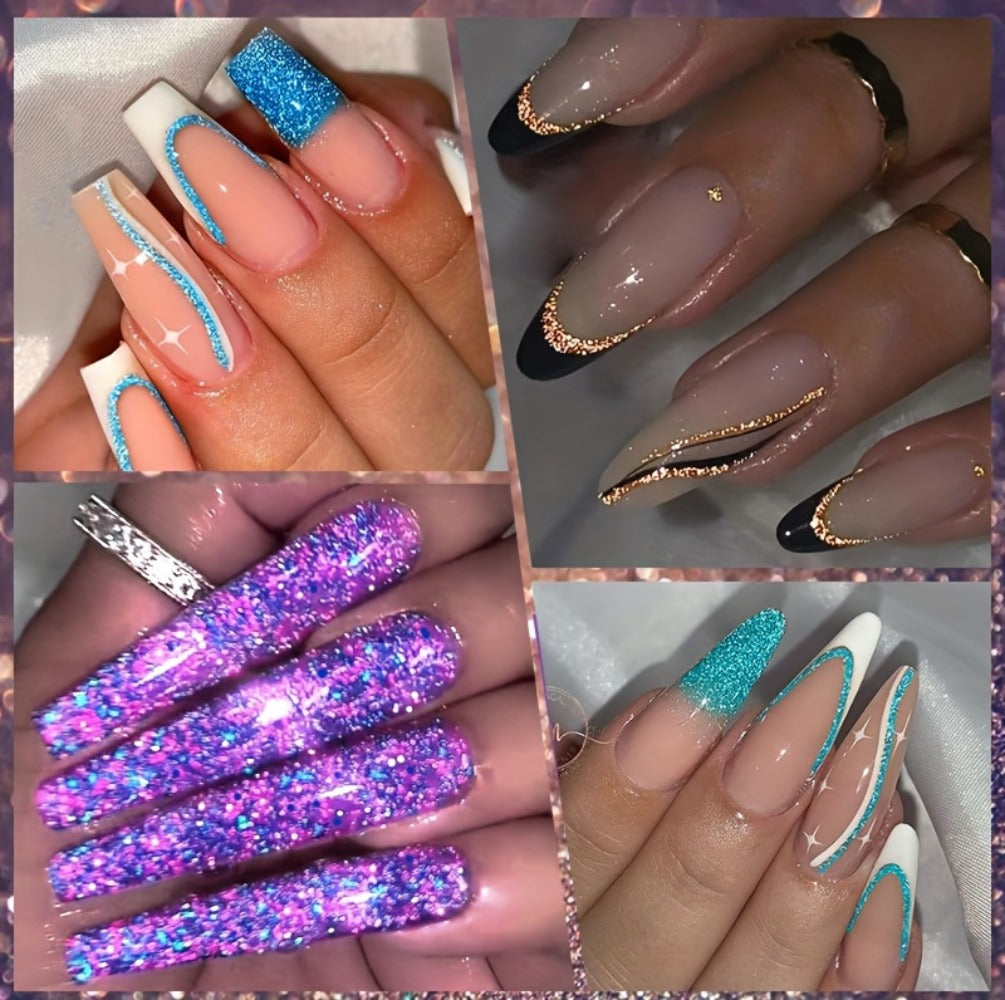 Glitter Liner Nail Art Gel 5ml Super Reflective – Ultra Fine Brush Tip Nail Art Drawing Gel for Stripe Line & Detail Designs, Long Lasting UV LED Nail Art Liner Gel for Salon & DIY Home Women