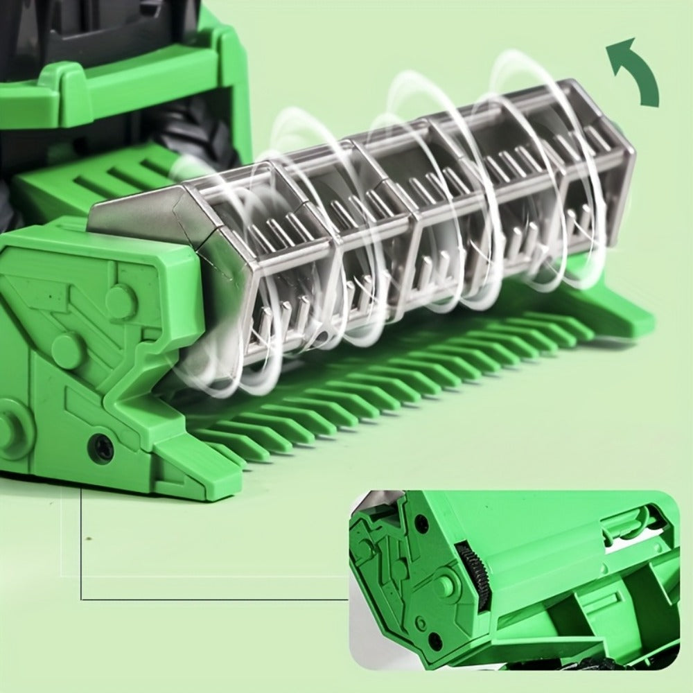 Wheat Harvester Toy Car – Friction Powered Farm Vehicle Model for Kids, Green