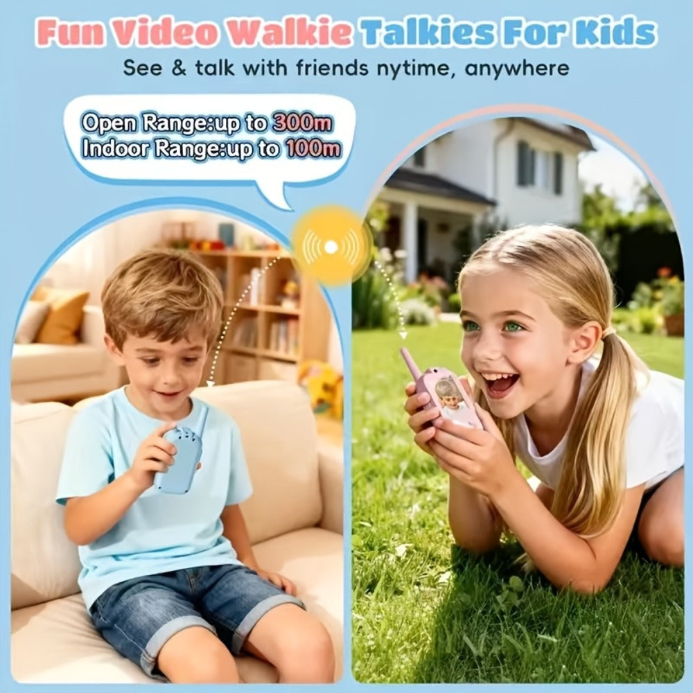 Kids Video Walkie Talkies, Blue and Pink 2-Pack with Voice Changer and Camera