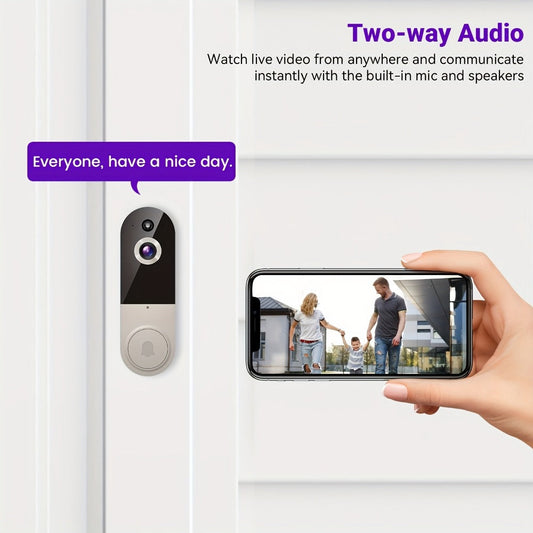 Wi-Fi Video Doorbell with 1440P Video, AI Snapshot & Rechargeable Battery