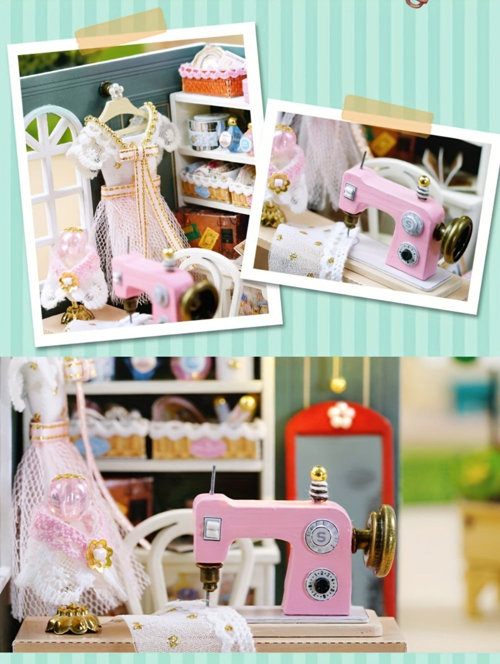 DIY Wooden Miniature Shop Kit with Dust Cover in Four Themes