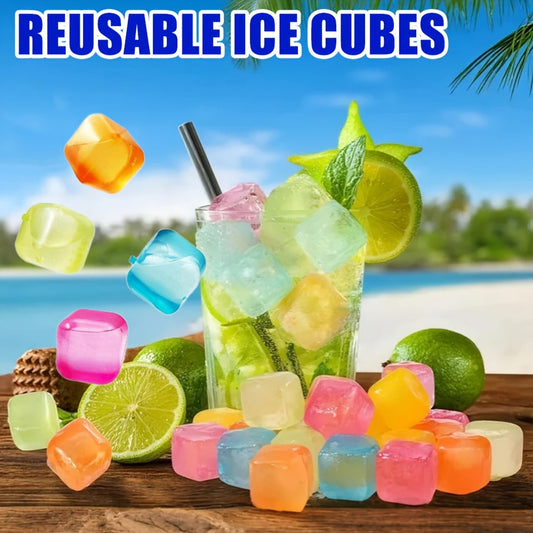 Reusable Plastic Ice Cubes, Rainbow or Unicorn Styles in 60–165 Piece Packs