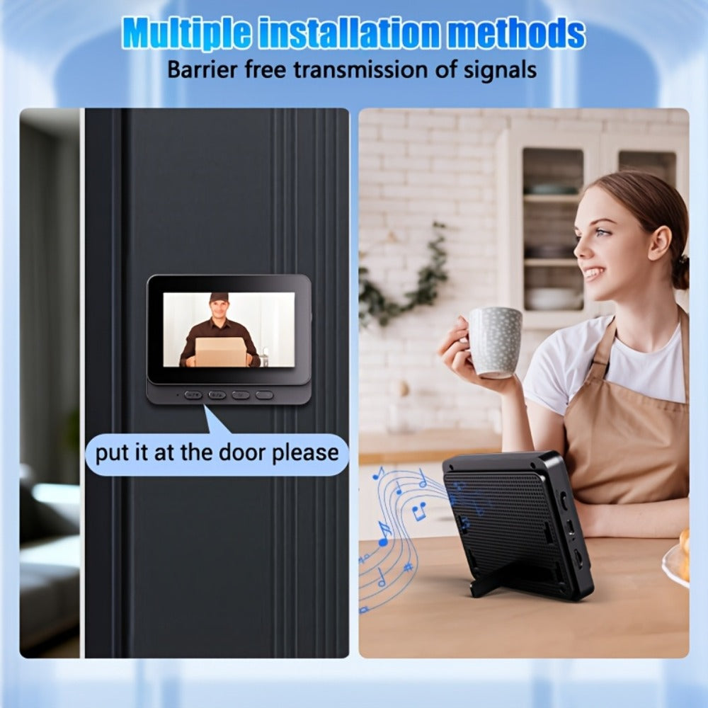 2.4G Direct Connect Video Doorbell with 4.3" Color Monitor - No WiFi No App, Two-Way Audio, 120° Wide Angle, Waterproof, 128GB SD, 6+ Month Battery Life, Color Night Vision, Rechargeable