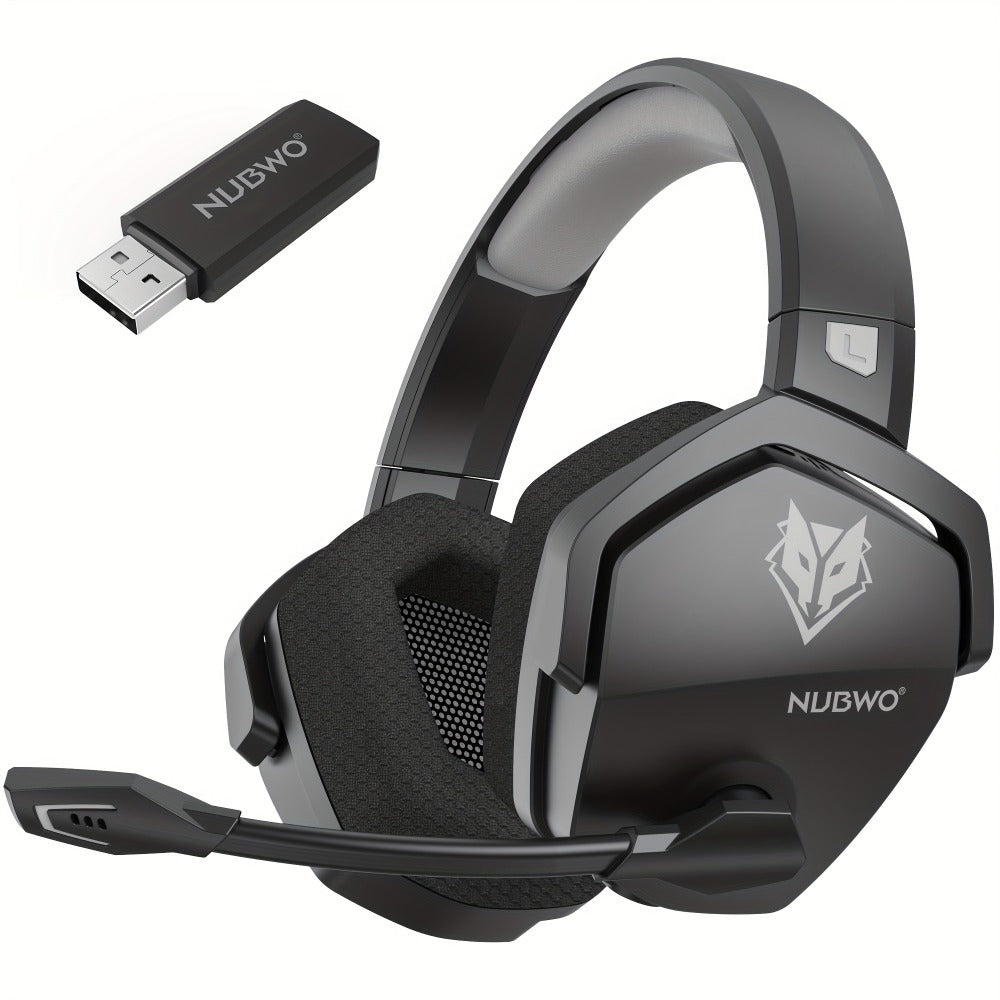 2.4GHz Wireless Gaming Earphones NUBWO G06, 7.1 Surround Sound, 23ms Ultra-Low Latency, 100H Battery, Dual Directional Mic, PC PS5 Console Mobile Compatible, Bluetooth & Wired Modes, Black