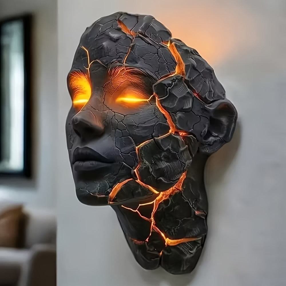 3D Wall Lamp Shattered LED Night Light Broken Face Moving Effect – Gothic Plug-In Wall Decor Light for Bedroom, Living Room, Bar, Cafe & Game Room, Unique Home Lighting Gift