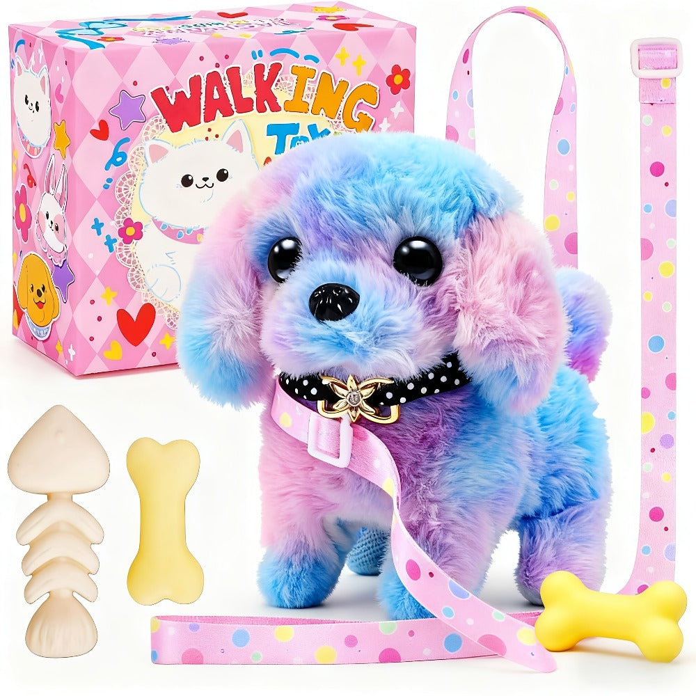 Walking Barking Electric Plush Puppy Toy That Walks Wags Tail & Barks – Realistic Interactive Pet Dog with Leash Bone Bow Tie, Premium Gift Box, Kids Birthday Gift for Boys Girls Toddlers Age 3+