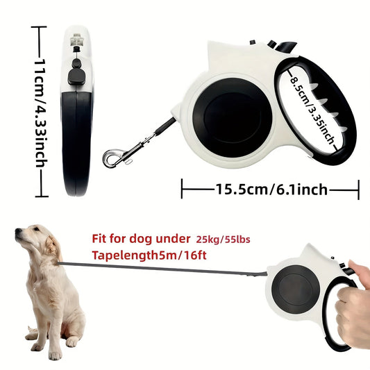 Retractable Dog Leash, 16 ft with Optional LED Light, Red, Black or Pink