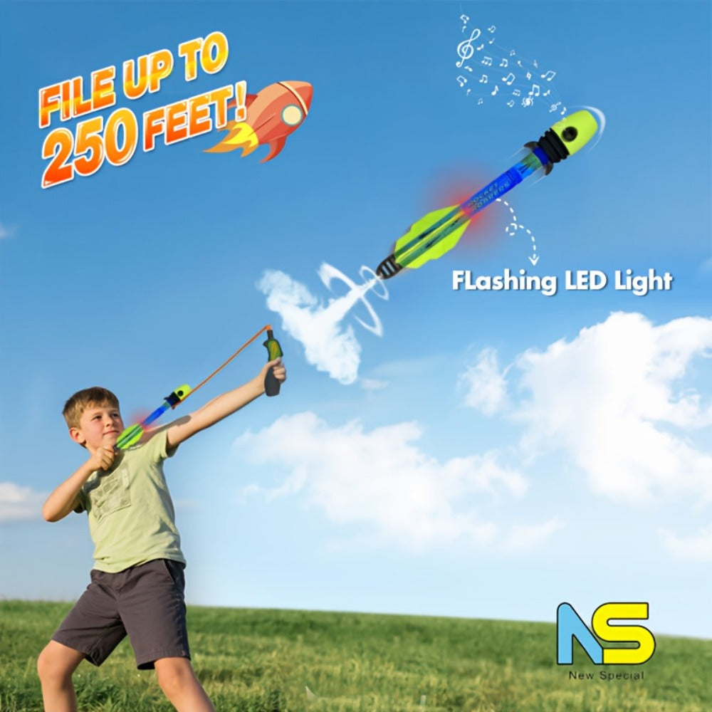 LED Foam Rocket Launcher with Flashing Light, Up to 250 Feet