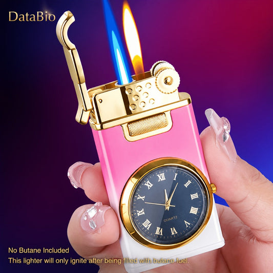 Double Flame Torch Lighter with Quartz Dial, Refillable Metal Body & Adjustable Flame