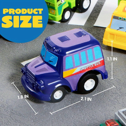 25-Piece Pull Back Cars & Trucks Toy Vehicle Set for Kids, Party Favor Pack