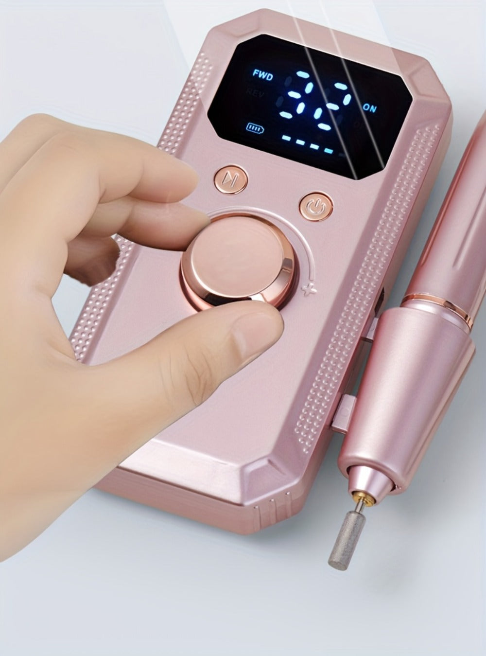 Cordless Electric Nail Drill Machine Rechargeable Professional E-File 11 Bits 20 Sanding Discs High Speed Acrylic Gel Natural Nails Polishing Portable Home Salon Black Pink White Grey Rose Gold