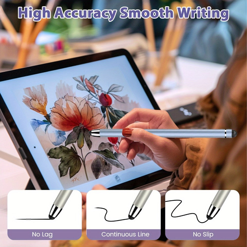 2-in-1 Stylus Pen Set for Touch Screens, 5 Pens + 10 Replacement Tips, High Precision Universal Stylus Compatible with iPhone, iPad, Android Tablets & All Touchscreen Devices