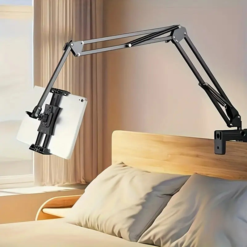 Long Arm Tablet Stand Phone Holder Flexible Gooseneck Desk Mount Bedside Tabletop Lazy Bracket 360 Rotation Compatible with iPad iPhone Samsung Smartphones Tablets Universal