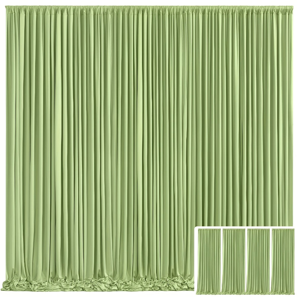 Elegant Fabric Backdrop Curtains 4pcs with Poles 59x85in Non-Transparent Wrinkle-Free Party Photo Backdrop for Wedding Birthday Bridal Shower Graduation Prom Christening Holiday Decor