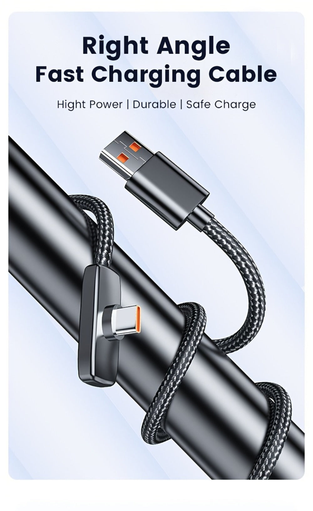 Right Angle 90 Degree USB-C to USB-C Cable 100W PD Fast Charging – Elbow Type-C Charger Cord Oxygen-Free Copper for iPhone 16 15 Samsung Galaxy MacBook Android Laptop | Data Sync Right Angle Charger