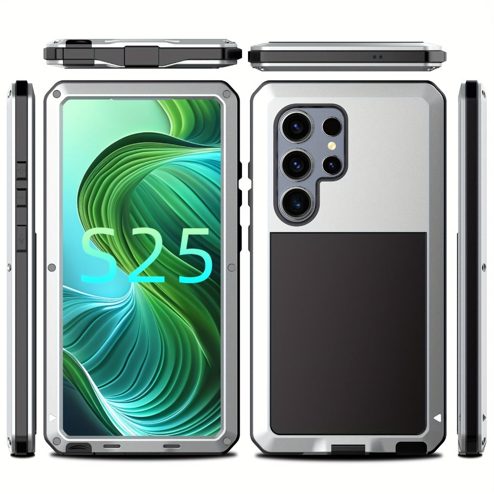Heavy Duty Samsung Galaxy S24 Ultra Case Rugged Metal with Built-In Glass Screen Protector – Military-Grade Shockproof Dustproof Drop Protection Hard Cover, Compatible with Galaxy S23 Ultra S-Pen