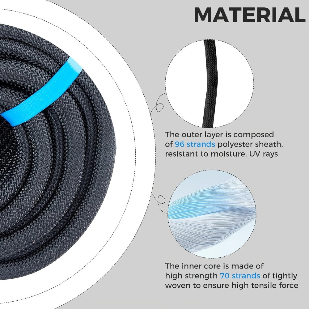 Double Braided Nylon Rope 1/2 Inch Heavy Duty Polyester – 100ft 150ft 200ft Multi-Color for Anchoring Towing Cargo Sailing Dock Lines & Outdoor Use