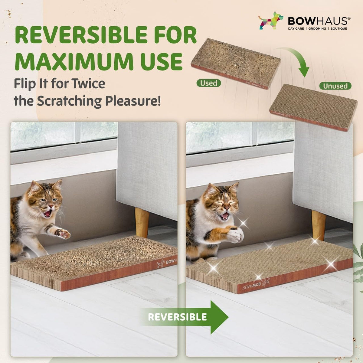 Cat Scratcher Lounger Reversible - Large Cardboard Cat Scratching Pad & Board for Indoor Cats, 5-Layer Durable Construction, Double-Sided Scratch Surface, Furniture Protector, Basic 8pcs & Curved 1pc