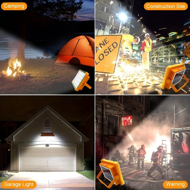Solar LED Work Light with Magnetic Hook – 2000 Lumen Rechargeable Camping Light, Adjustable Brightness, Solar & USB-C Dual Charging, Waterproof Portable Hanging Lamp for Camping, Hiking, Garage & Emergency, 1/2/6/10 Pack