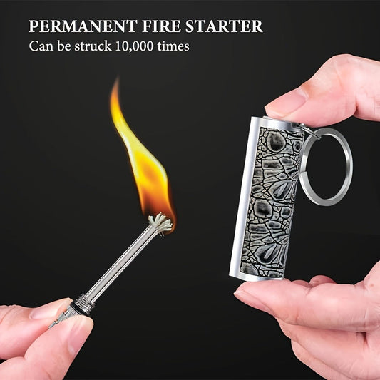 Permanent Match Fire Starter Set, 4-Pack with Keychain Attachments for Camping
