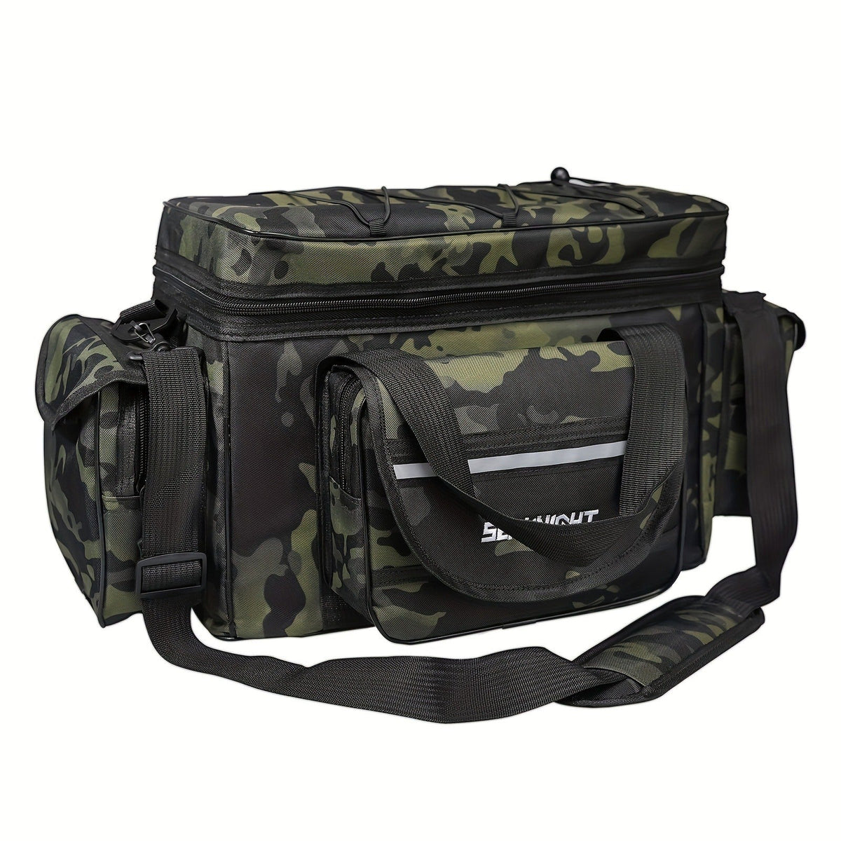 Fishing Tackle Bag Camo Durable Nylon Shoulder Carry Zipper Fishing Gear Storage Bag for Hiking Travel Outdoor Fishing Camouflage Multiple Colors