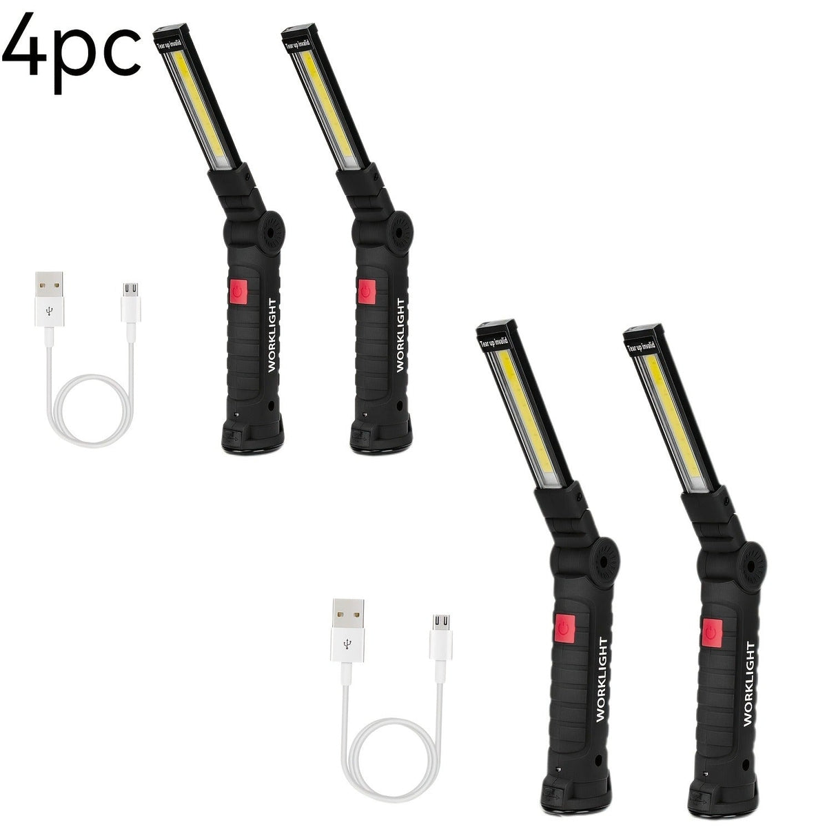 COB LED Work Light Rechargeable - Magnetic Base Portable Flashlight, 1000 Lumen Adjustable Beam, Multi-Pack Hanging Lamp for Garage, Camping, Yard & Emergency Use