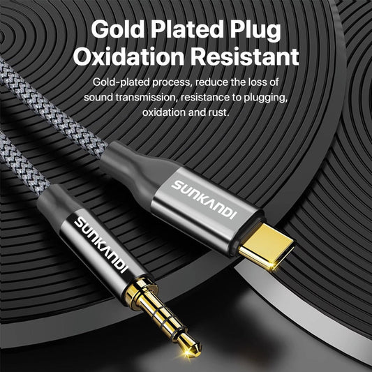 USB-C to 3.5mm Audio Adapter SUNKANDI with DAC Chip & TRRS Microphone Support