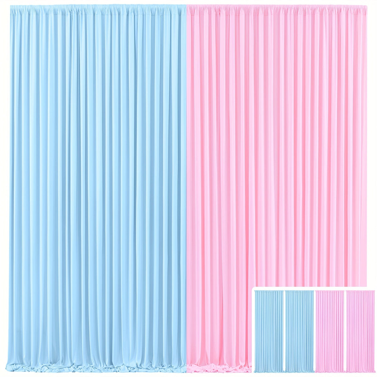 Backdrop Curtains 4 Pack 59x118 Inch – Wrinkle-Resistant Non-Transparent Party Decoration Fabric with Pole Pocket, Machine Washable & Reusable for Wedding, Birthday, Christening, Graduation & Holiday Events