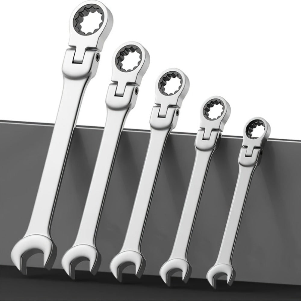 Ratcheting Wrench Set 16pcs Flex Head 180°, Metric 6-22mm CR-V Steel Combination Wrench Kit with 72-Tooth Ratchet & Organizer Bag, Professional Flex Head Ratchet Wrench for Auto & Home Repair